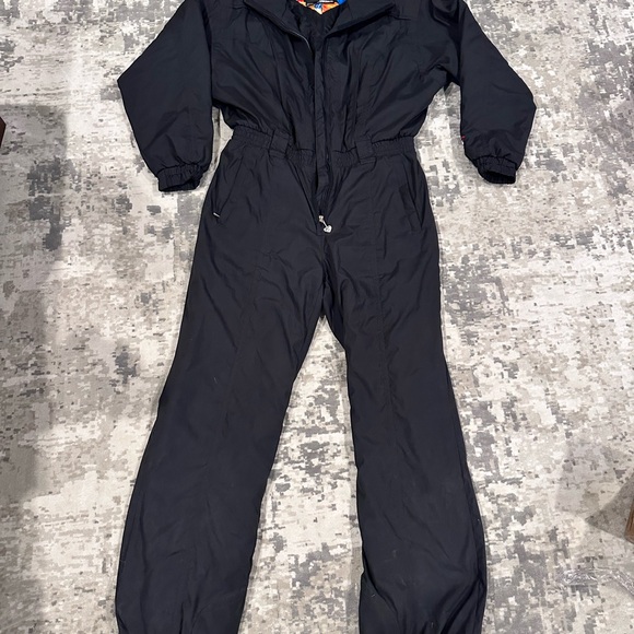 🎿 Obermeyer Resort Snapdragon One Piece Hooded Ski Suit Snowsuit Black Vintage - Picture 9 of 9